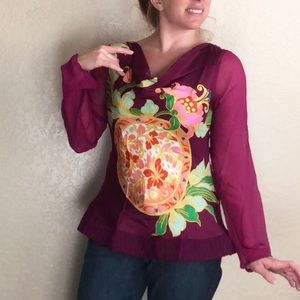 Stella Forest Anthropologie floral silk top